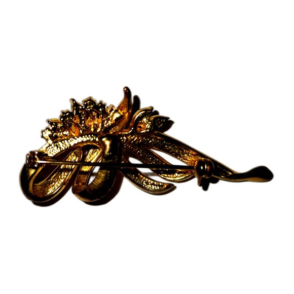 Charter Club Vintage Brooch - Faux Garnet/Ruby & Rhinestone Flower Bouquet - Picture 6 of 8